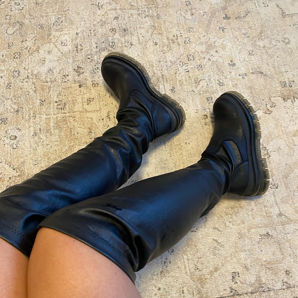 L’intervalle Black Over the Knee Boots with Fun Heel EUC